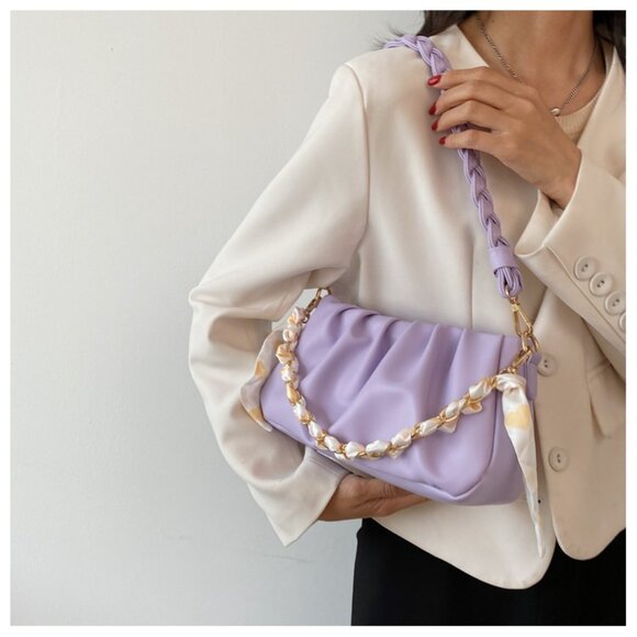 Y2K Statement Chain Ruched Shoulder Bag/Multiple colors available - Picture 7 of 16